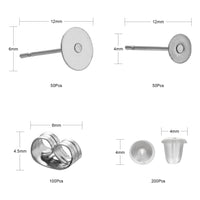 Earring making kit, Posts and backs 400pcs, Stainless steel jewelry findings