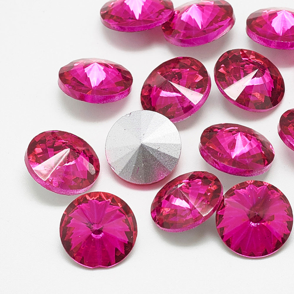 10 pointed back rivoli glass rhinestone 12mm