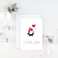 Penguin I LOVE YOU card - Printable instant download
