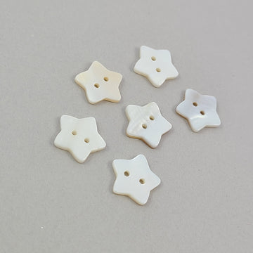 6 Mother of Pearl Star Sewing Buttons 15mm