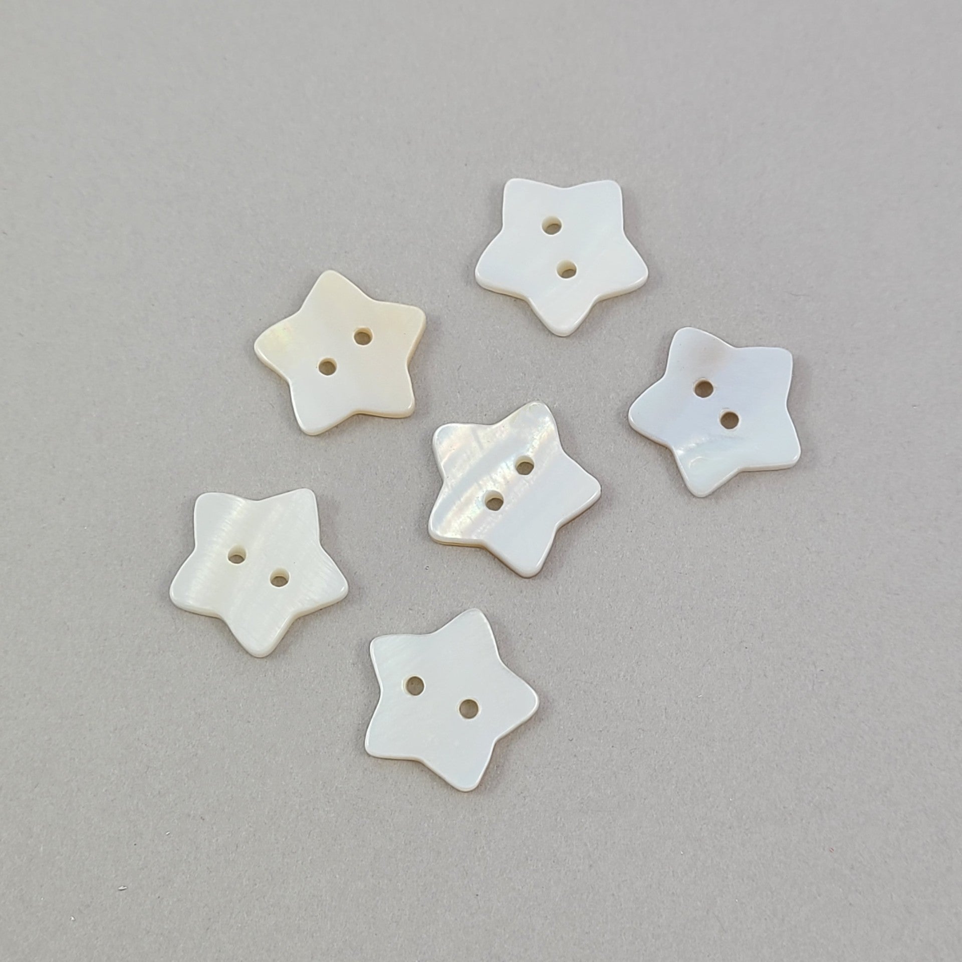 6 Mother of Pearl Star Sewing Buttons 15mm