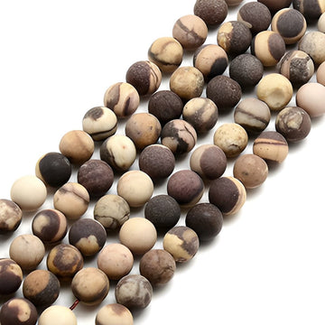 Pierres Naturelles Zebra Jasper Givrées Rondes 6mm