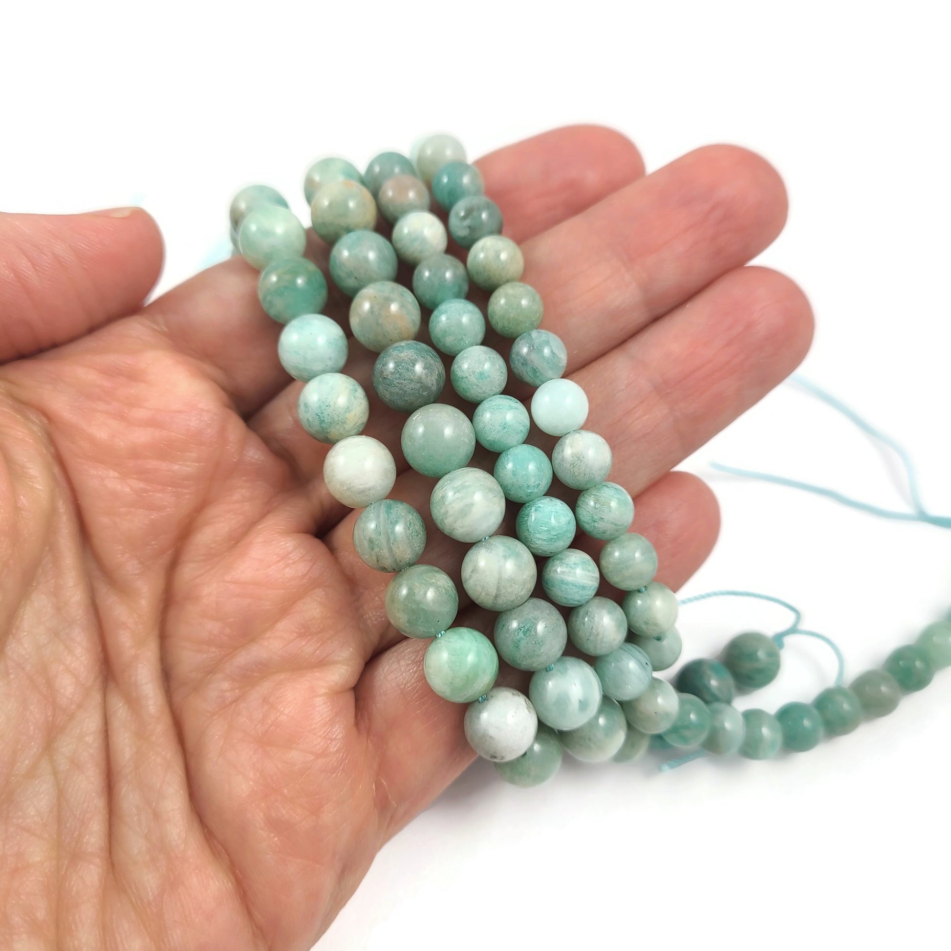 Perles amazonite naturelle rondes 6mm, 8mm