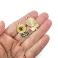 1 breloque tournesol en émail