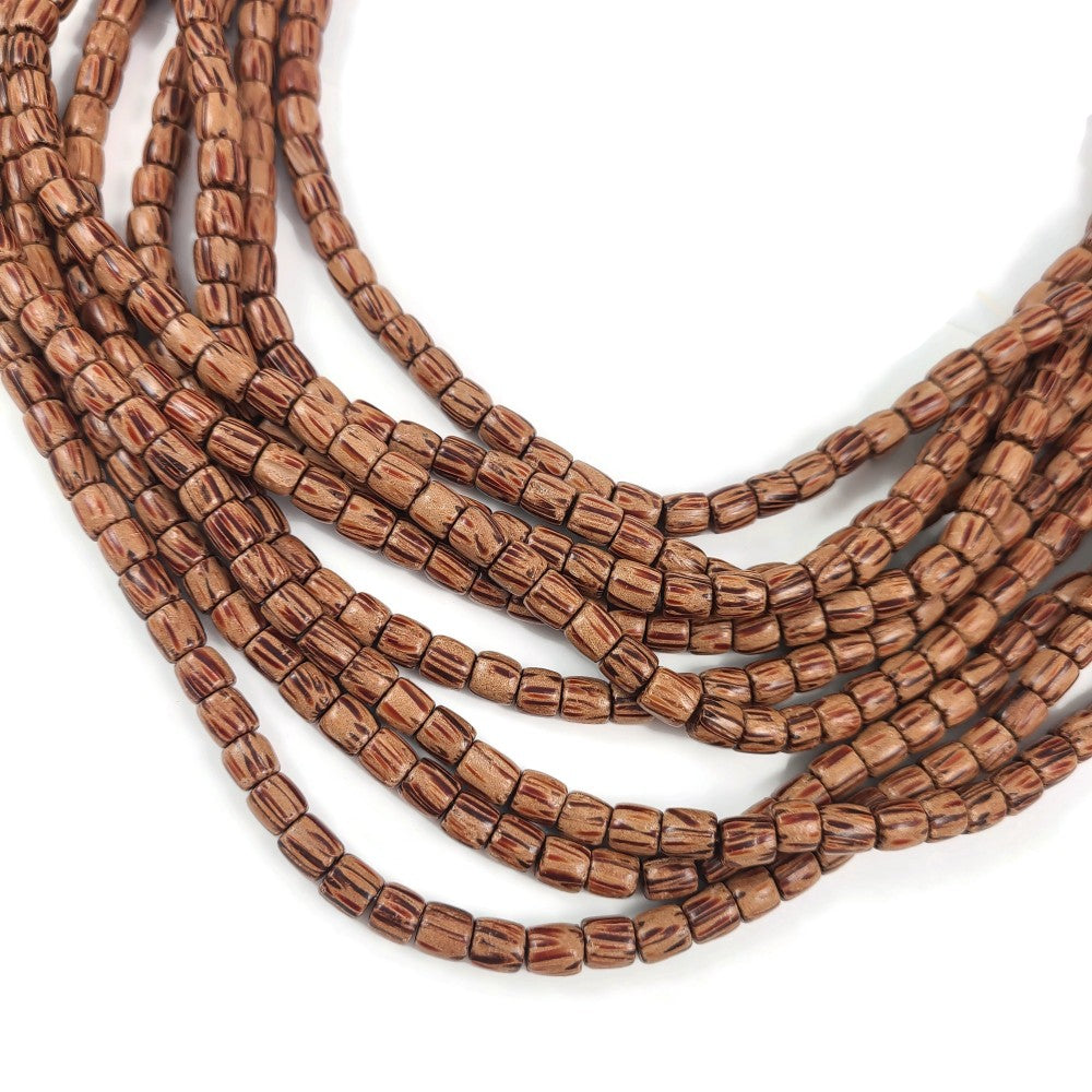 6mm exotic wood tube beads
