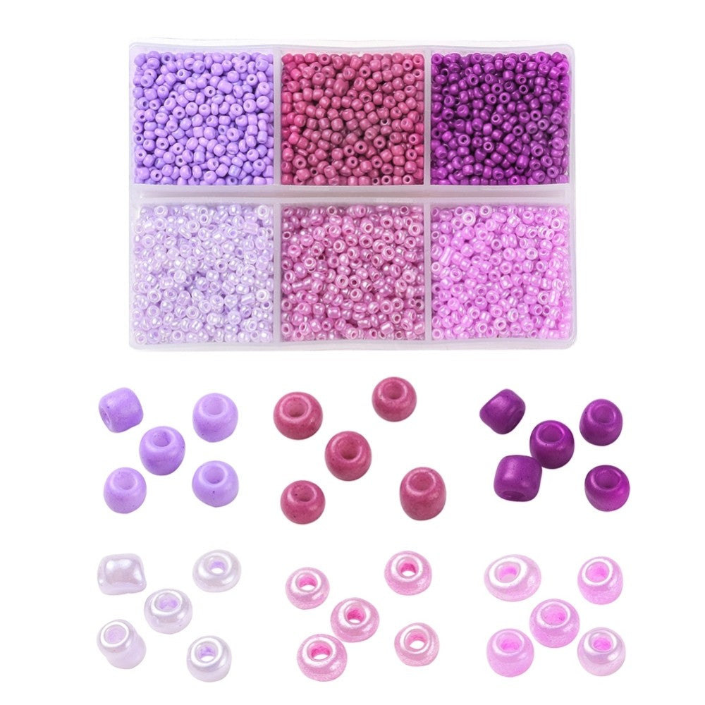 2mm glass seed beads kit, 4500 assorted beads 12/0