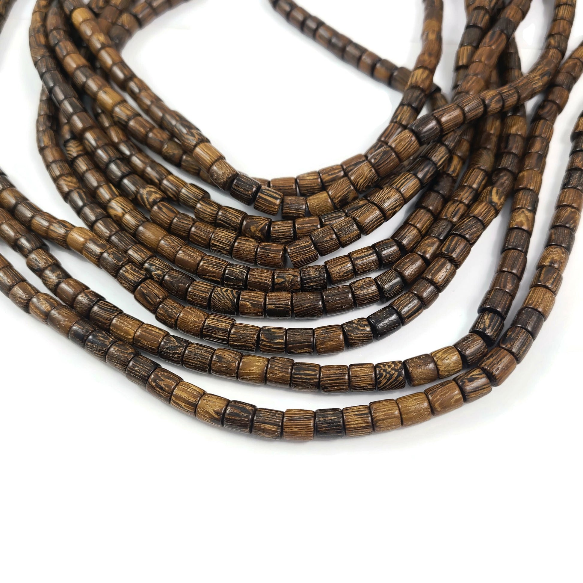 6mm exotic wood tube beads