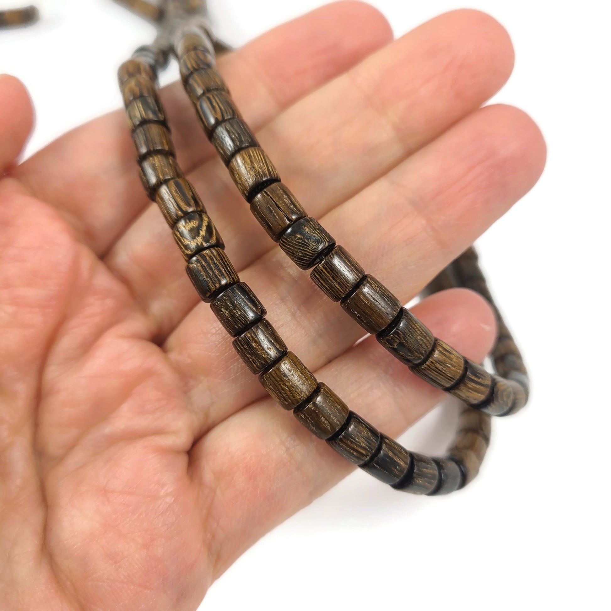 6mm exotic wood tube beads