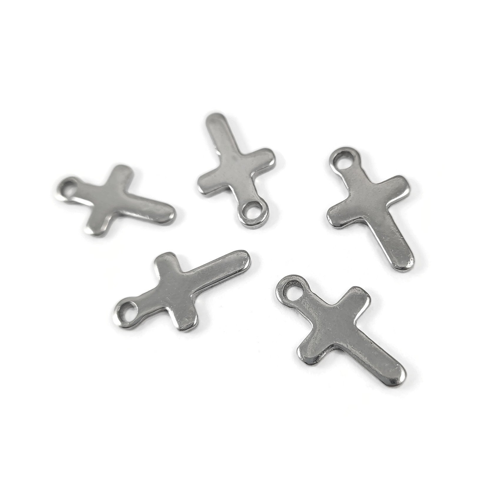 5 Rustic stainless steel cross charms 20mm
