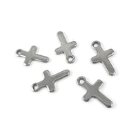 5 Rustic stainless steel cross charms 20mm