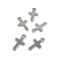 5 Rustic stainless steel cross charms 20mm