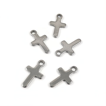 5 Rustic stainless steel cross charms 20mm