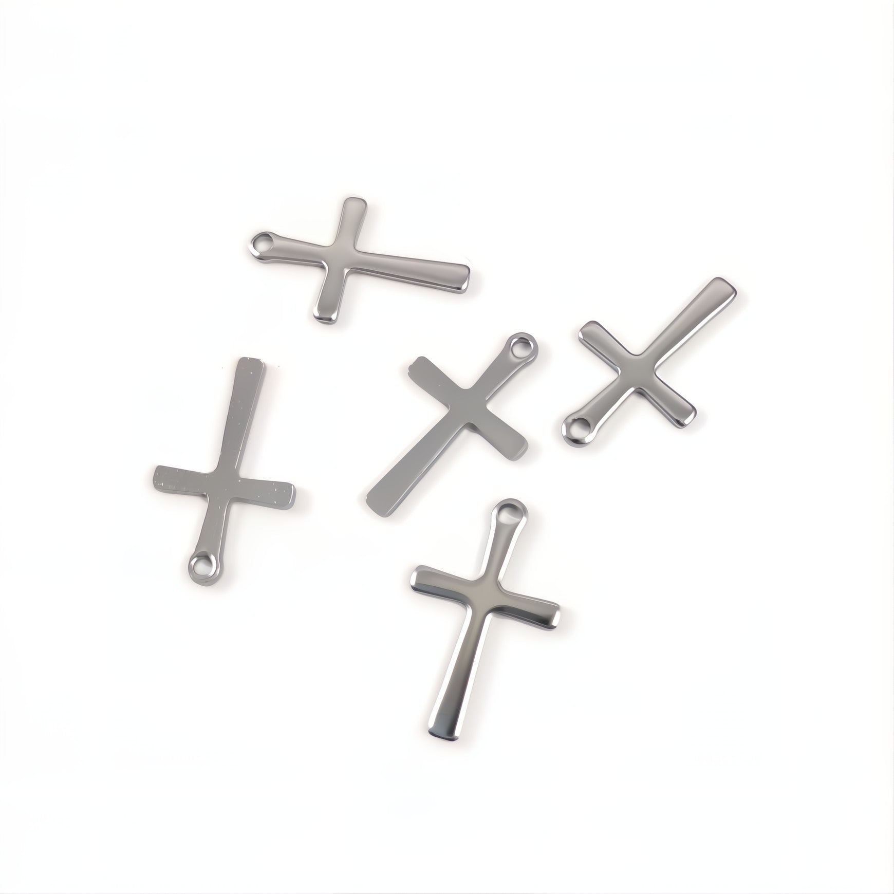 5 minimalist stainless steel cross charms