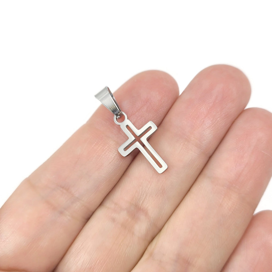 1 Pendentif croix en acier inoxydable 18mm