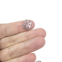 10 Stainless Steel 6-Petal Flower Bead Caps – 14mm