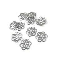 10 Stainless Steel 6-Petal Flower Bead Caps – 14mm