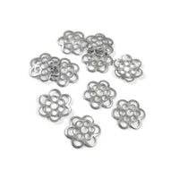 10 Stainless Steel 6-Petal Flower Bead Caps – 14mm