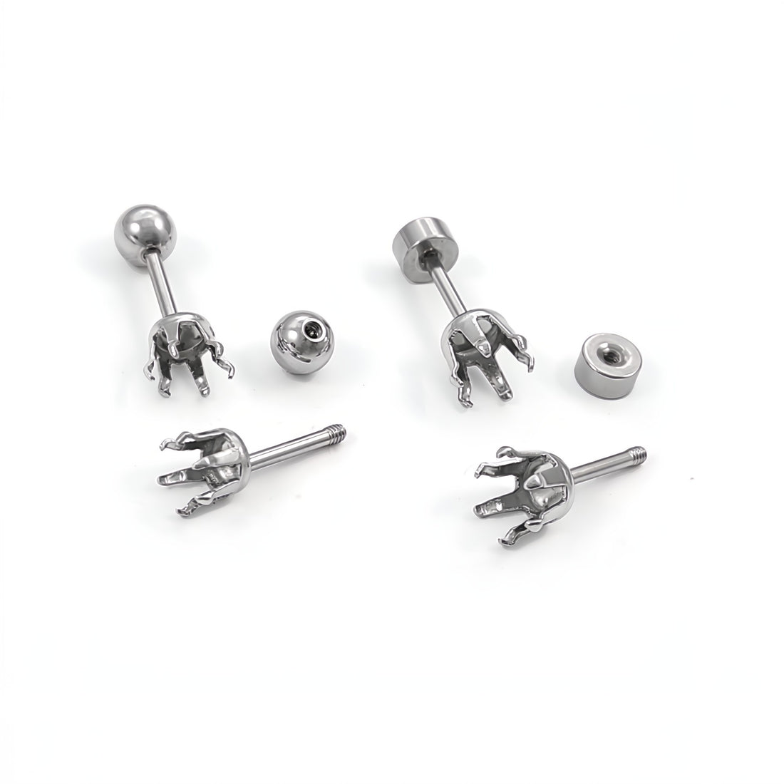 2 Screw back earring stud rhinestone settings