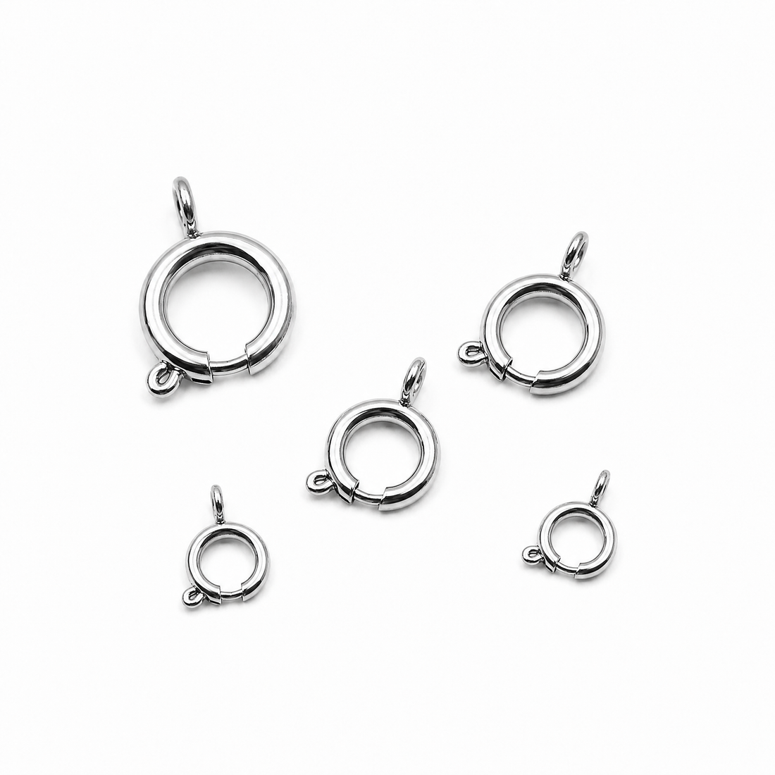 5 fermoirs argent en acier inoxydable