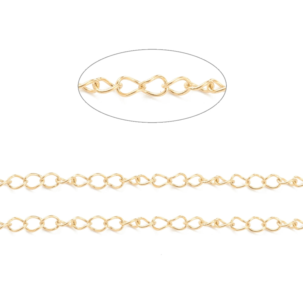 Gold stainless steel curb chain 3x4mm soldered
