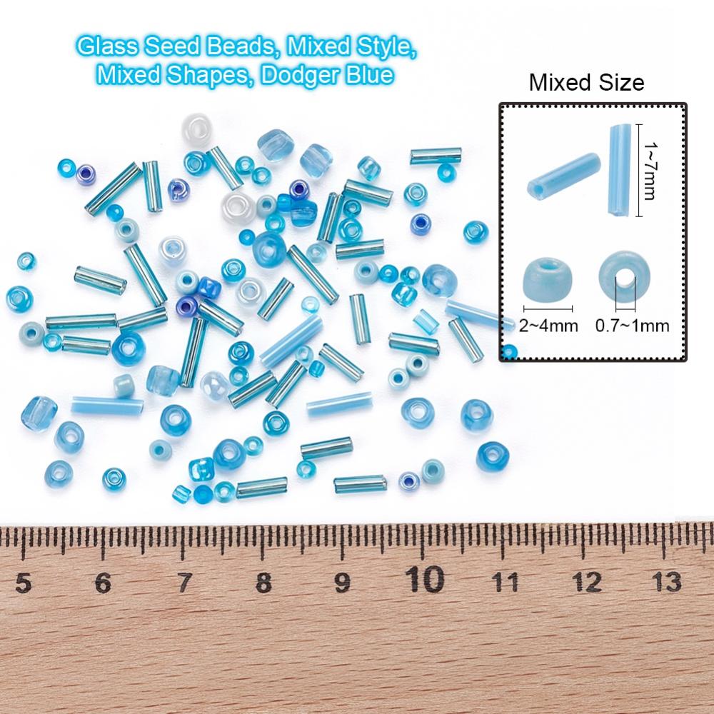 Perles de rocaille en verre - TURQUOISE - Assortiment de formes et grandeurs