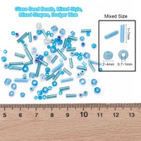 Perles de rocaille en verre - TURQUOISE - Assortiment de formes et grandeurs