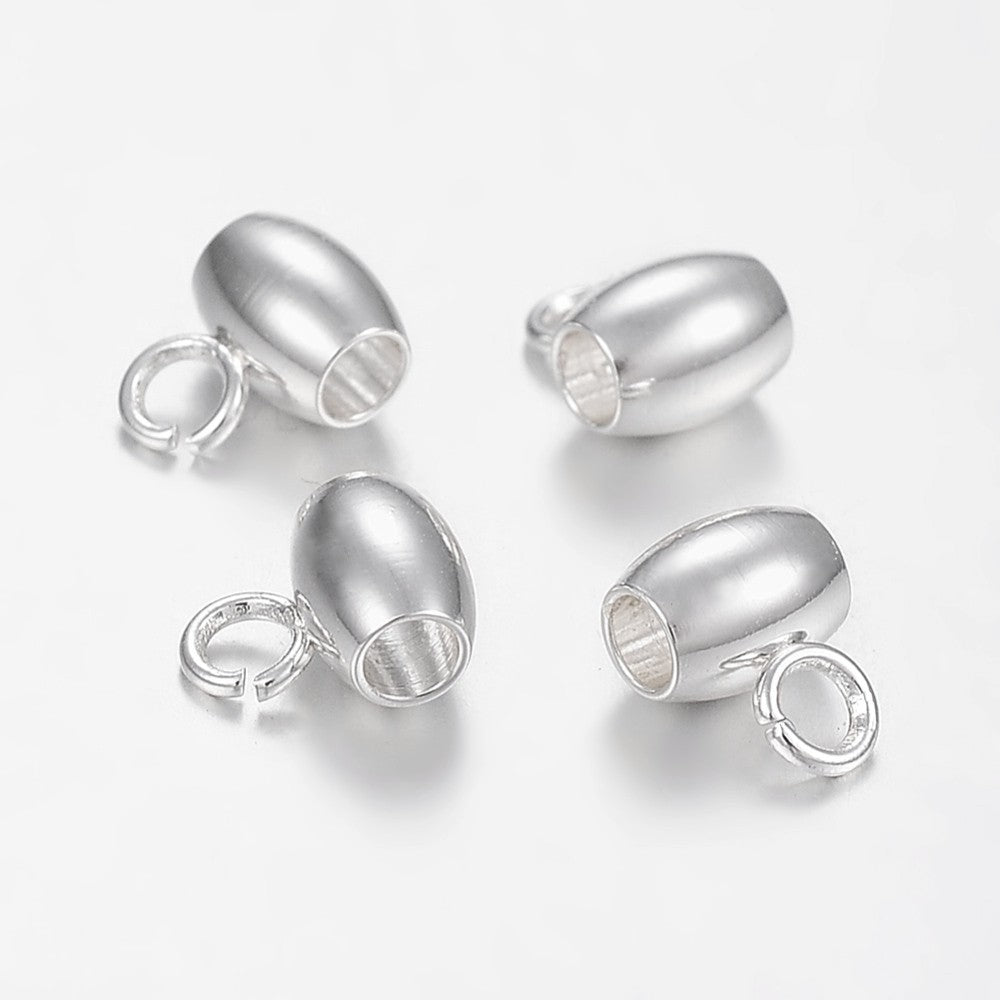 5 perles ovales en acier inoxydable avec anneaux