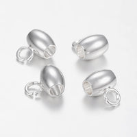 5 perles ovales en acier inoxydable avec anneaux