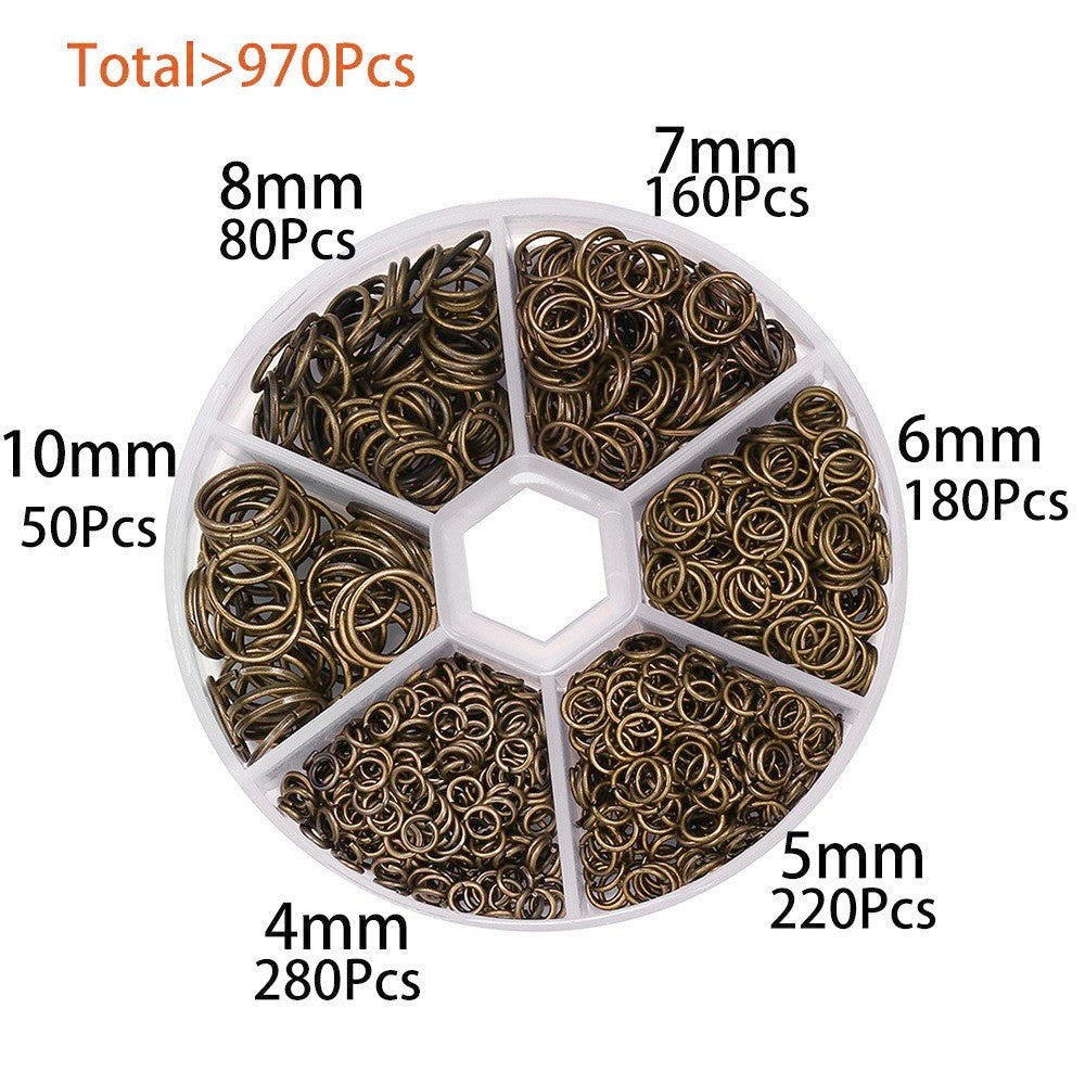 Jump ring kit, 970pcs assorted sizes, Nickel free, 9 colors available