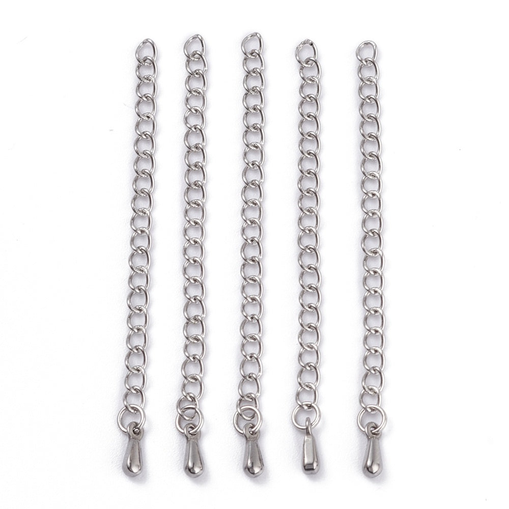 Extensions pour bijoux en acier inoxydable - Chaine de 60mm avec breloque