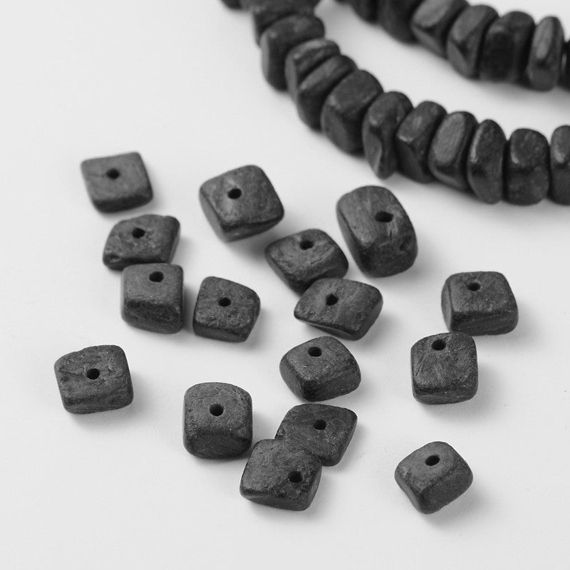 7mm Square Cut Coconut Wood Beads