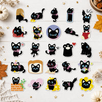 50 cute black cat vinyl sticker pack