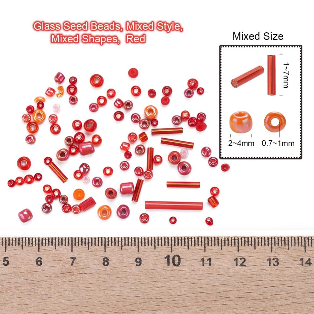 Perles de rocaille en verre - ROUGE - Assortiment de formes et grandeurs