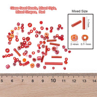 Perles de rocaille en verre - ROUGE - Assortiment de formes et grandeurs
