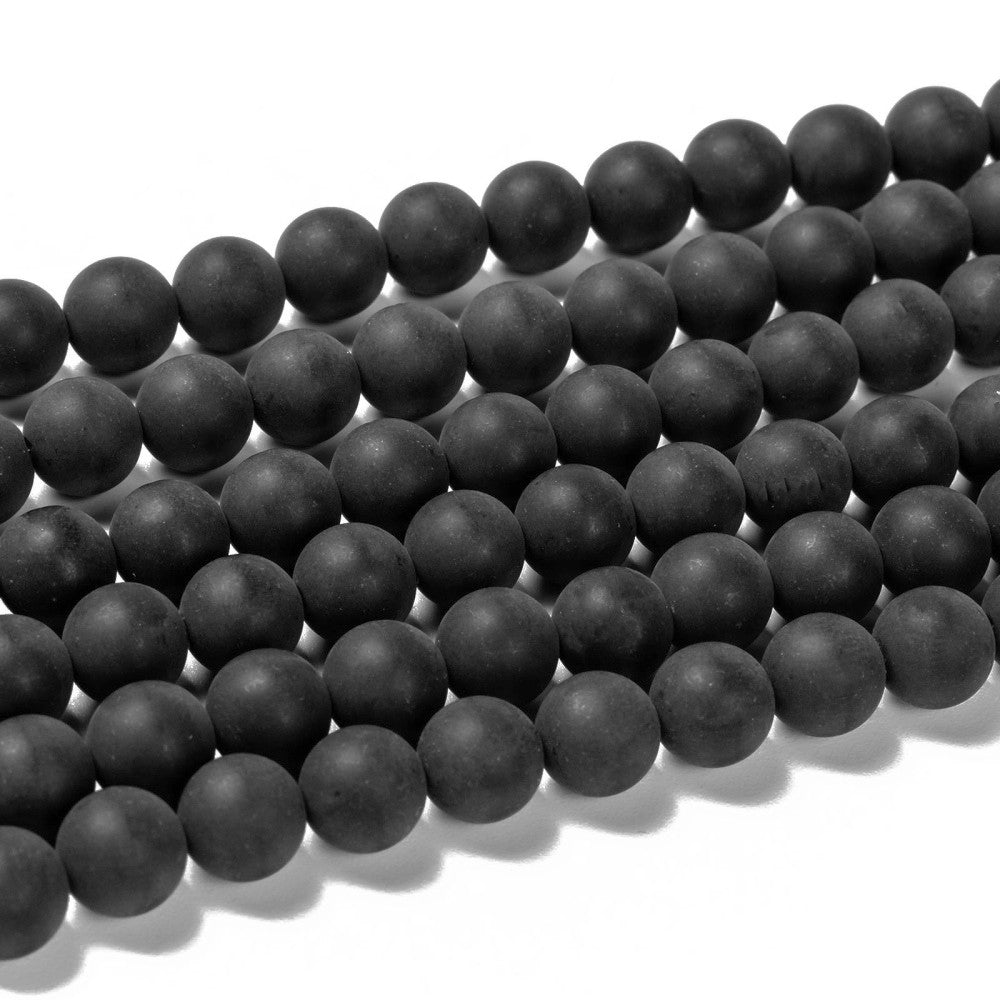 Natural black agate frosted beads Round 6mm or 8mm