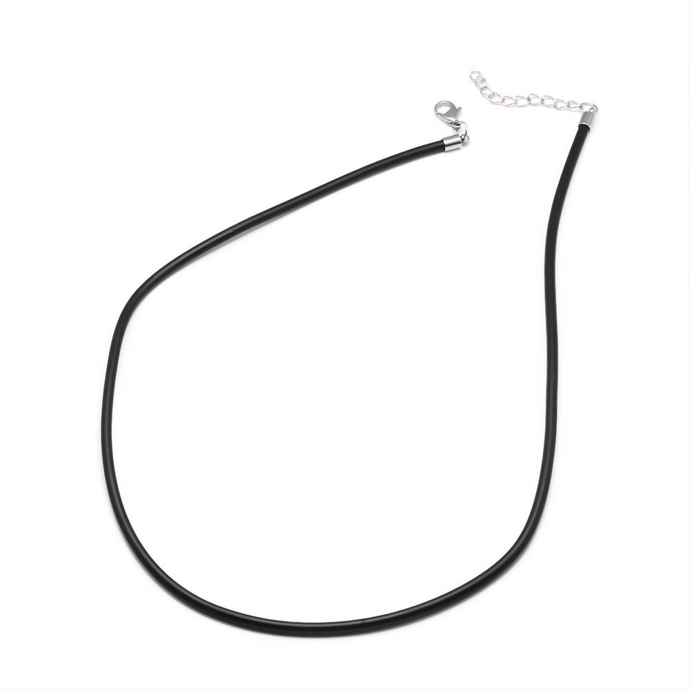 1 Round leather cord necklace with stainless extender and clasps