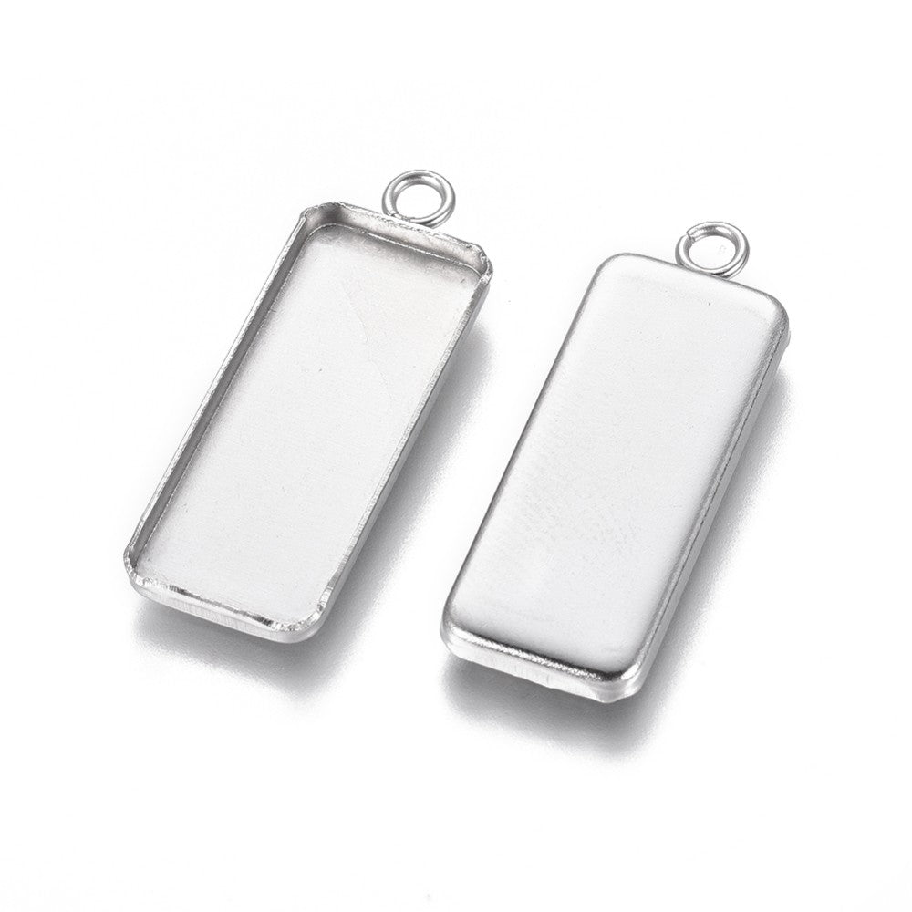 1 pendentif rectangulaire en acier inoxydable