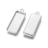 1 pendentif rectangulaire en acier inoxydable