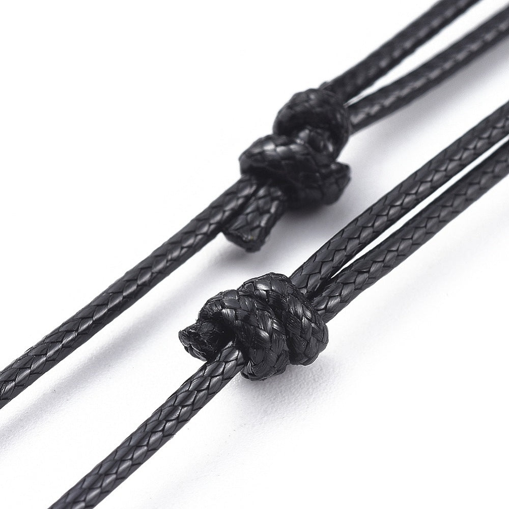 1 Adjustable cord necklace, Black polyester string 2mm