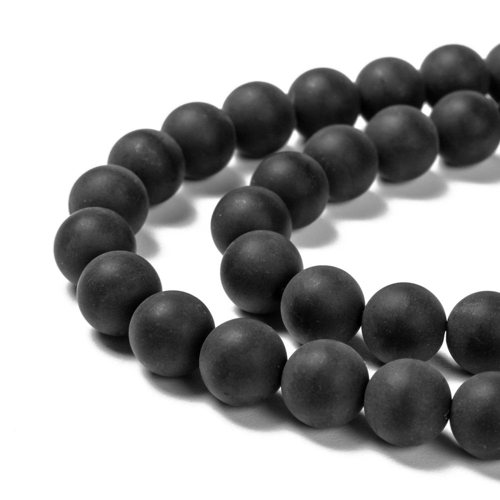Natural black agate frosted beads Round 6mm or 8mm