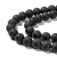 Natural black agate frosted beads Round 6mm or 8mm
