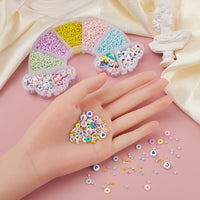 Pastel beads kit, Rainbow shaped box, Assorted acrylic and glass seed beads