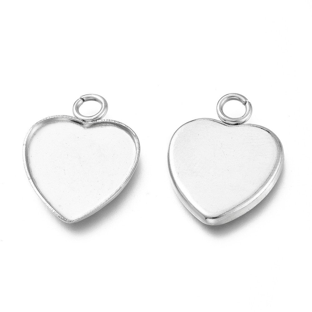10 pendentifs en forme de cœur en acier inoxydable