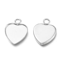 10 pendentifs en forme de cœur en acier inoxydable