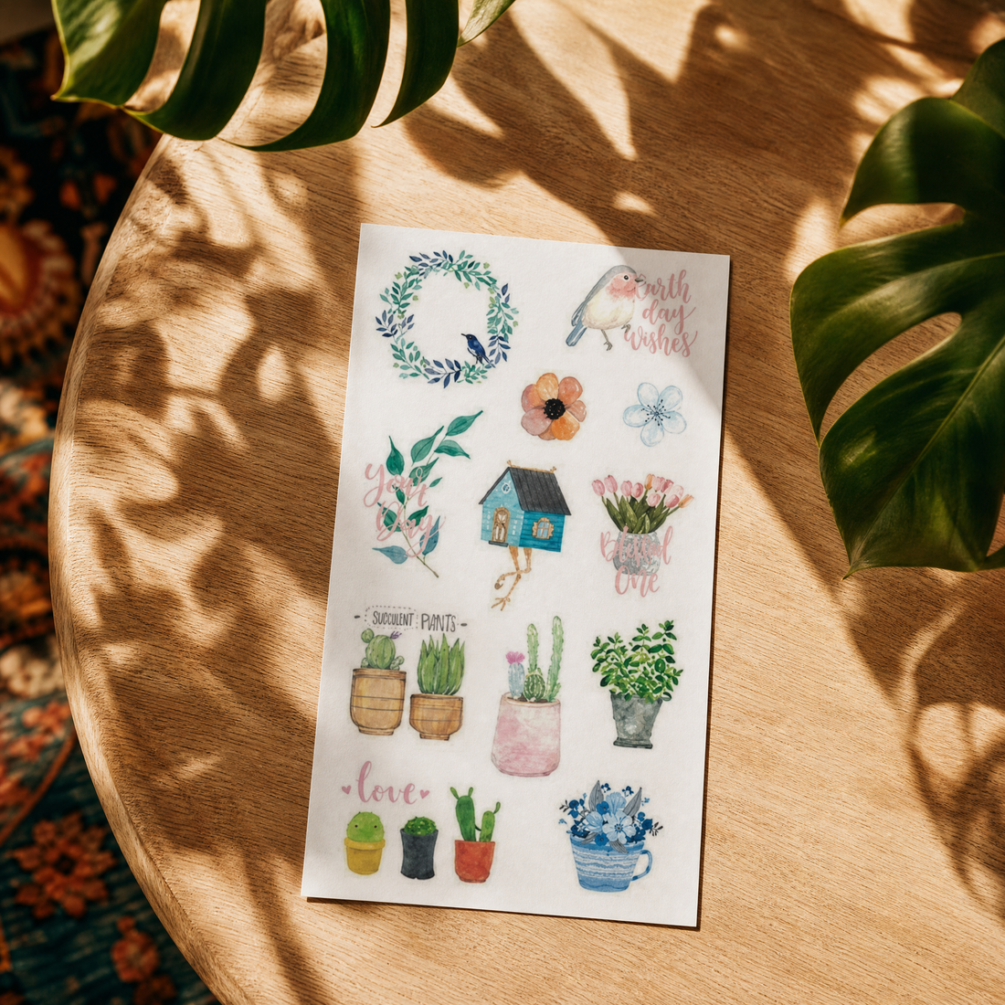 6 feuilles d'autocollants - Plantes et animaux
