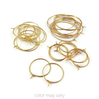 10 Gold surgical stainless steel hoops, 6 sizes available