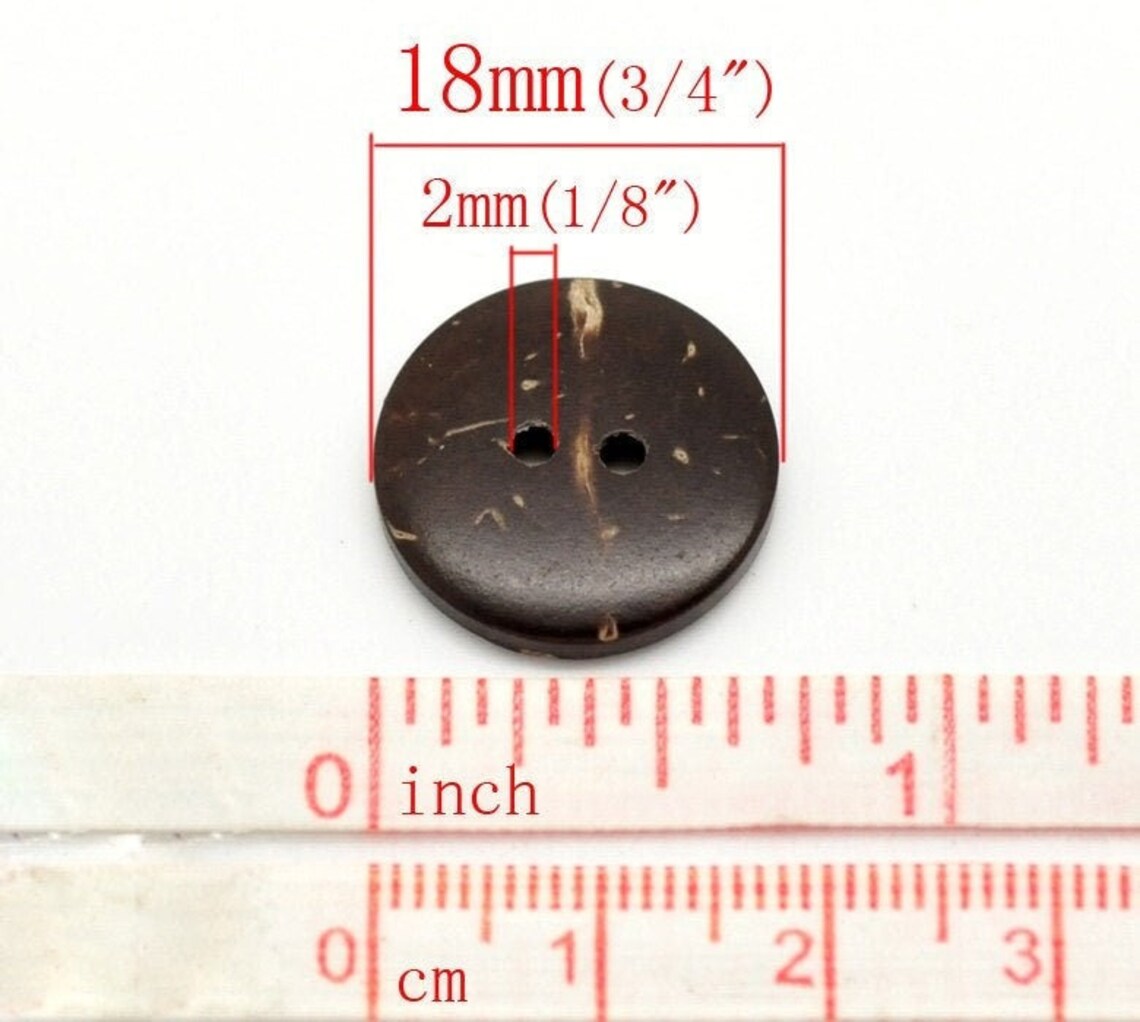 1 Coconut wooden button, 8 sizes available
