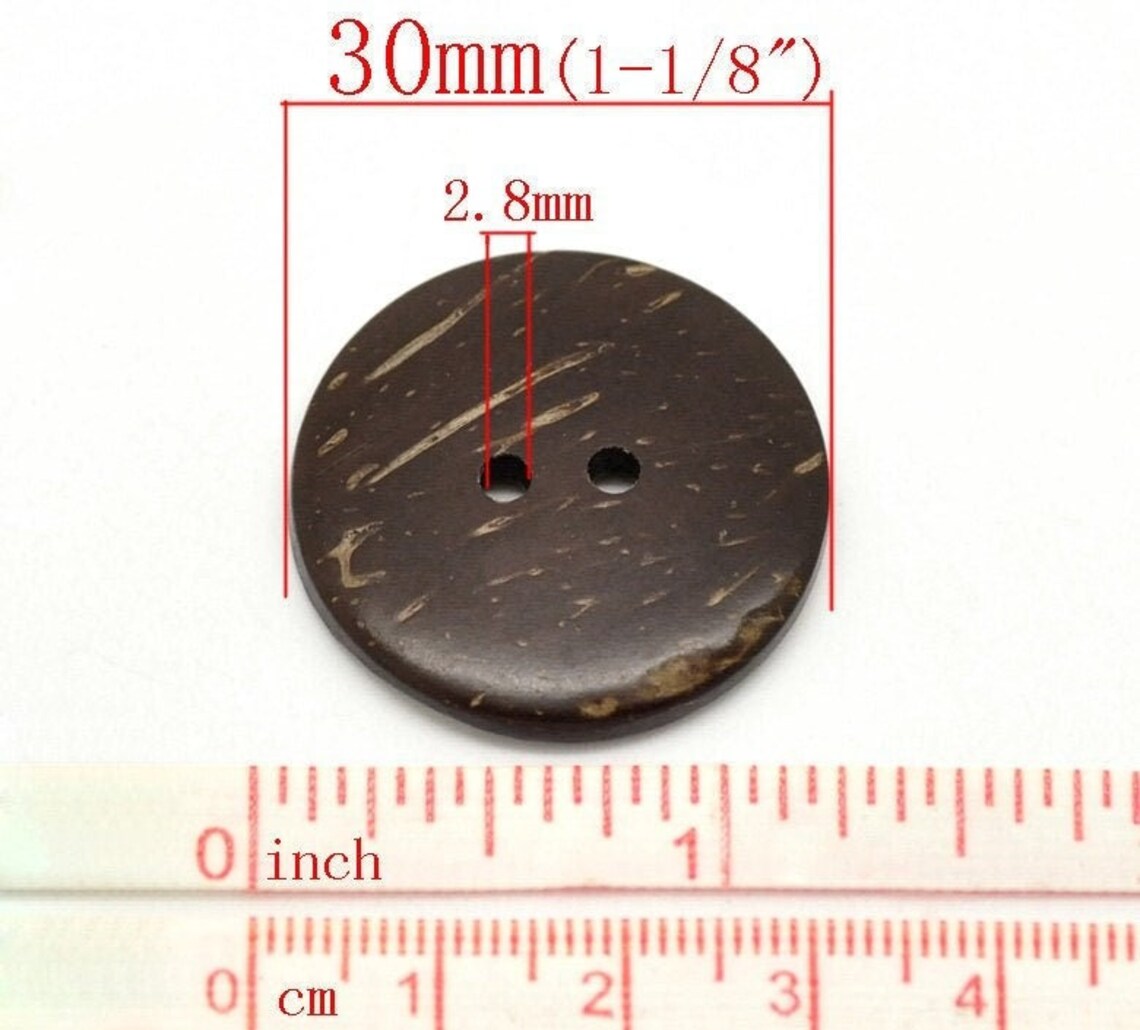 1 Coconut wooden button, 8 sizes available