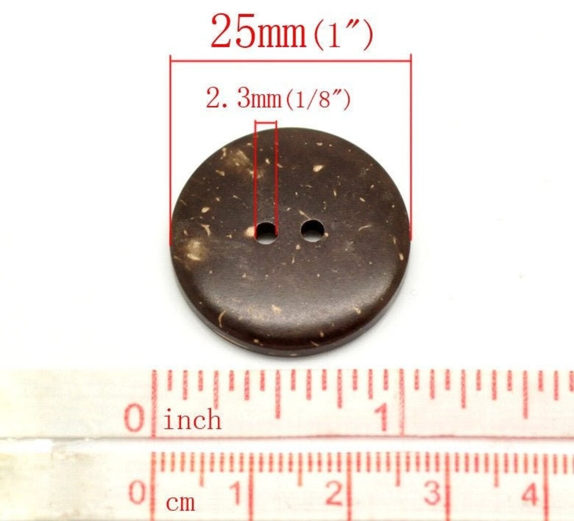 1 Coconut wooden button, 8 sizes available