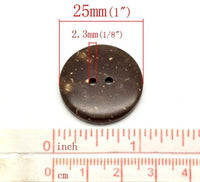1 Coconut wooden button, 8 sizes available